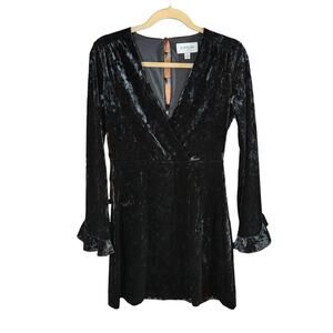 Highline Collective Crushed Velvet Faux Wrap Dress Witchy Whimsigoth Women's S